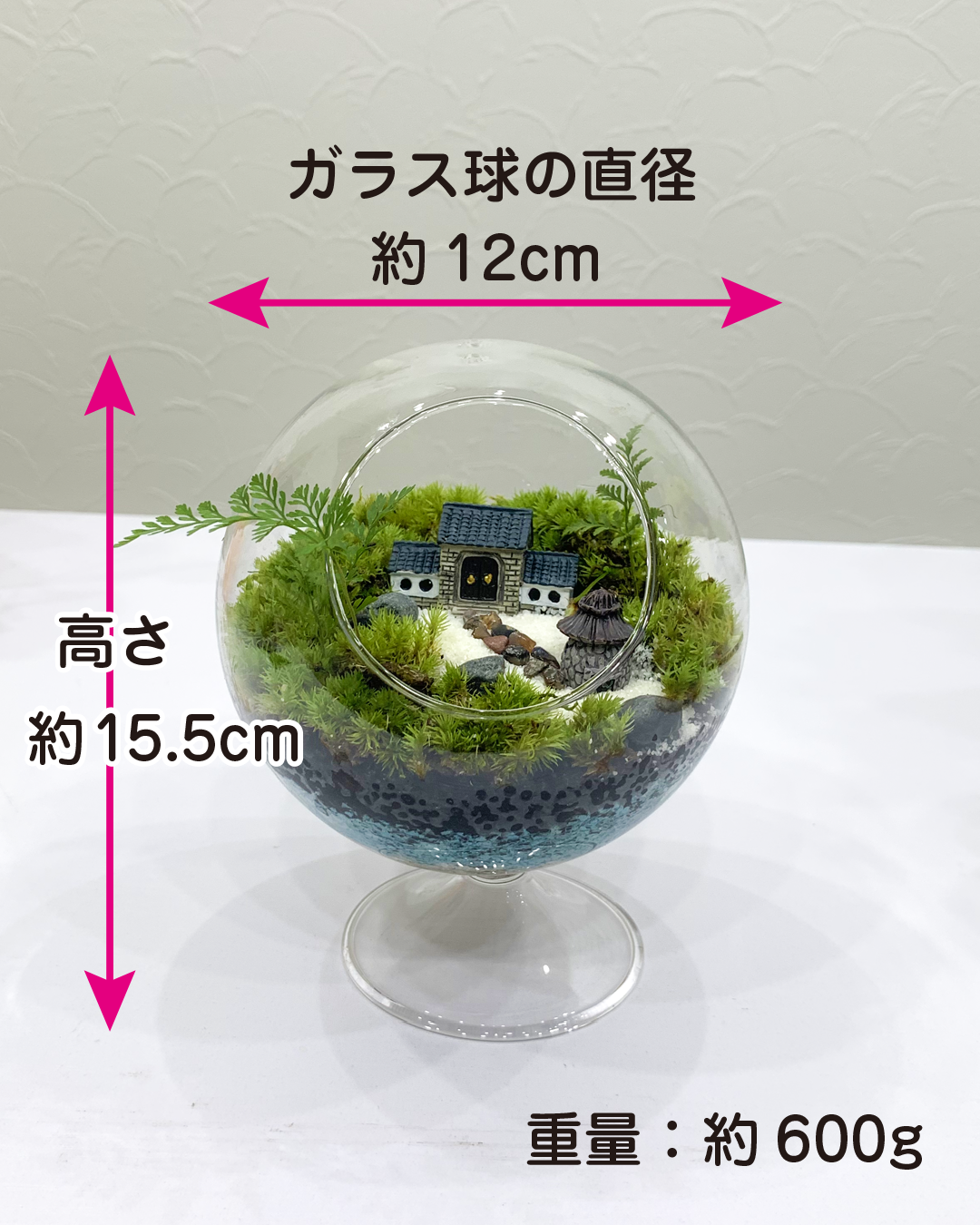 苔の世界〈完成品〉〜チャイナ風邸宅のガーデン風景・球系ガラス〜