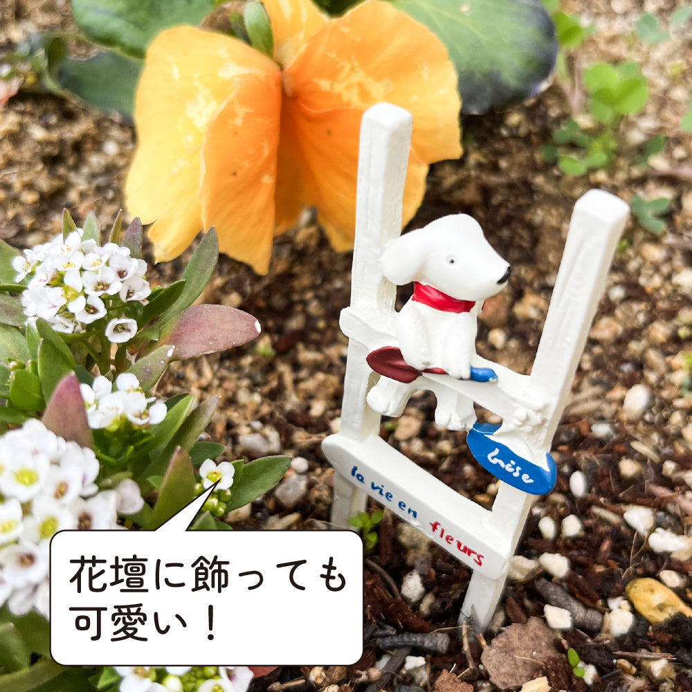 ガーデン雑貨 可愛いピック 「わんこ 白いハシゴ」 ガーデニングを楽しむ雑貨