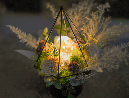 (予約販売)【インテリア】アンティーク・フラワーランプ(テーブルランプor吊り下げ)★〈アーティフシャルフラワー/英国風〉