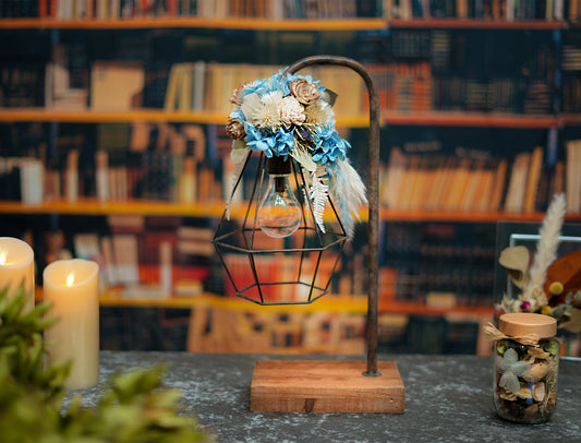(予約販売)【インテリア】アンティーク・フラワーランプ・スタンドC★パステルブルー
