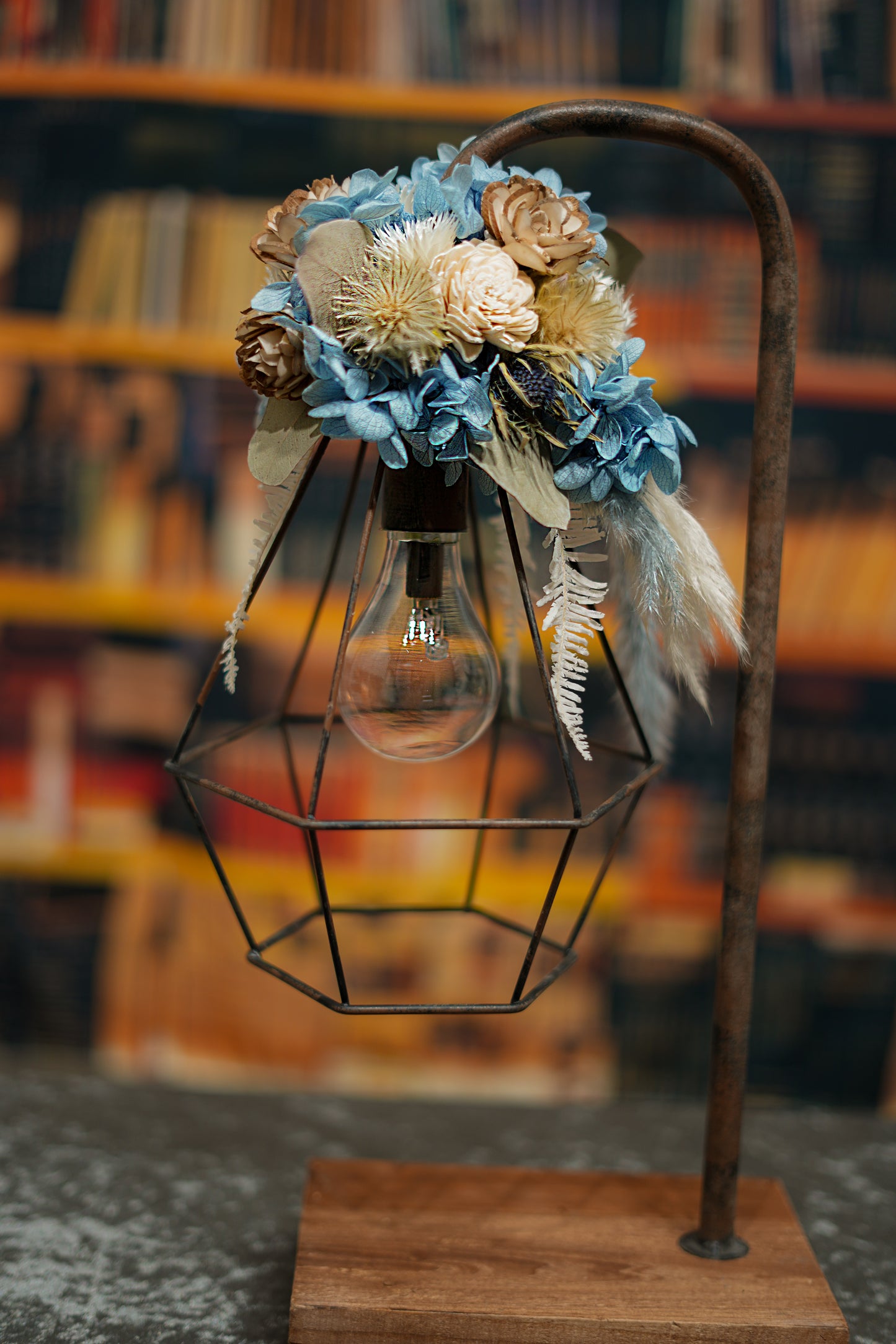 (予約販売)【インテリア】アンティーク・フラワーランプ・スタンドC★パステルブルー