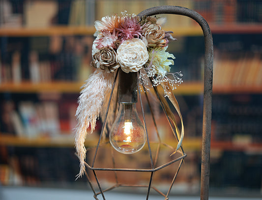 (予約販売)【インテリア】アンティーク・フラワーランプ・スタンドC★シャビーピンク