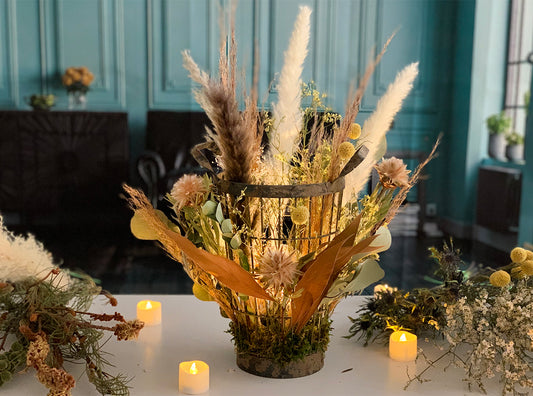 (予約販売)【インテリア】アンティーク・フラワーランプ・カゴタイプ★ドライフラワー