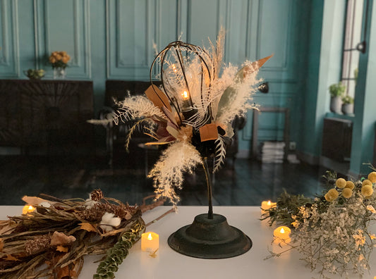 (予約販売)【インテリア】アンティーク・フラワーランプ・スタンド★〈コマドリたち〉