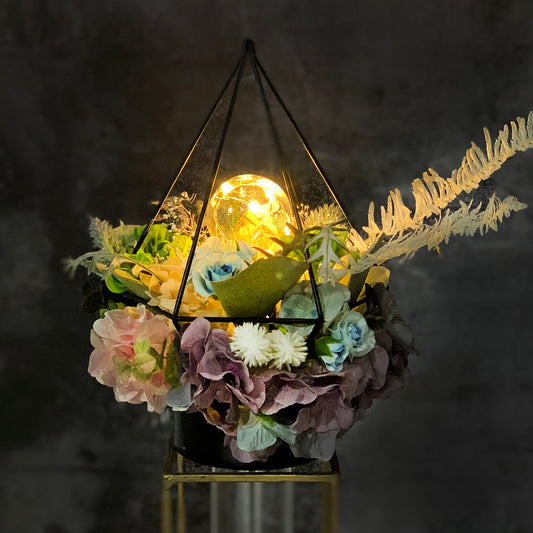 (予約販売)【インテリア】アンティーク・フラワーランプ(テーブルランプor吊り下げ)★鮮やかグリーン