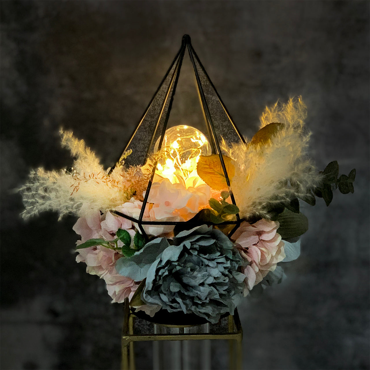 (予約販売)【インテリア】アンティーク・フラワーランプ(テーブルランプor吊り下げ)★ふわふわ×紫陽花