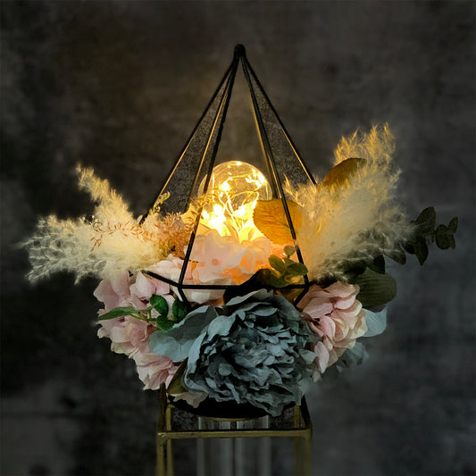 (予約販売)【インテリア】アンティーク・フラワーランプ(テーブルランプor吊り下げ)★ふわふわ×紫陽花