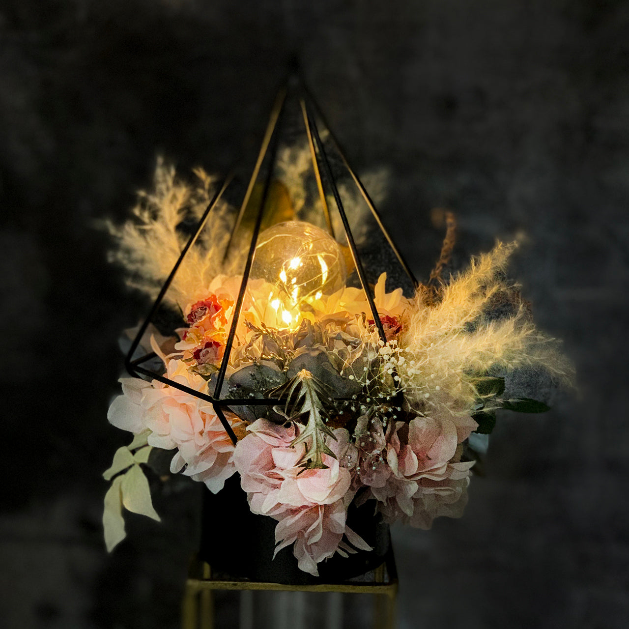 (予約販売)【インテリア】アンティーク・フラワーランプ(テーブルランプor吊り下げ)★ふわふわ×紫陽花