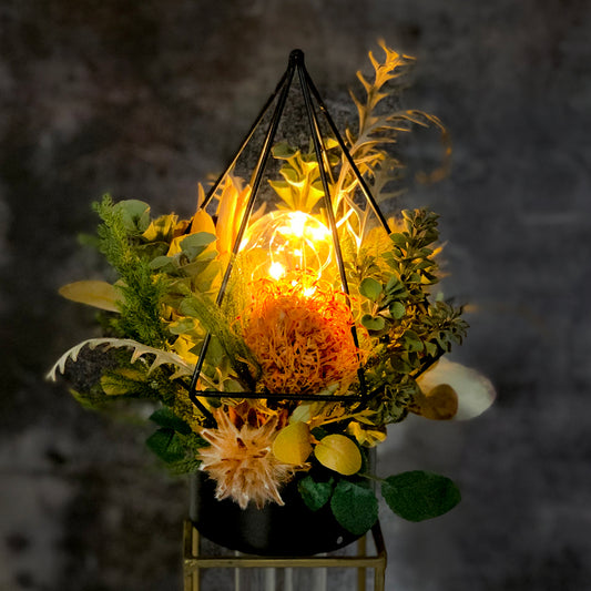 (予約販売)【インテリア】アンティーク・フラワーランプ(テーブルランプor吊り下げ)★〈ドライフラワー/ナチュラルガーデン〉