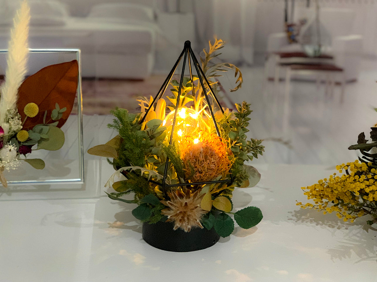 (予約販売)【インテリア】アンティーク・フラワーランプ(テーブルランプor吊り下げ)★〈ドライフラワー/ナチュラルガーデン〉