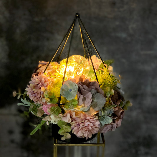 (予約販売)【インテリア】アンティーク・フラワーランプ(テーブルランプor吊り下げ)★ゴージャスなお花畑