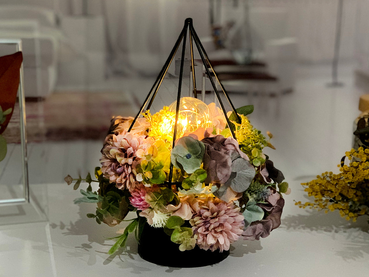 (予約販売)【インテリア】アンティーク・フラワーランプ(テーブルランプor吊り下げ)★ゴージャスなお花畑