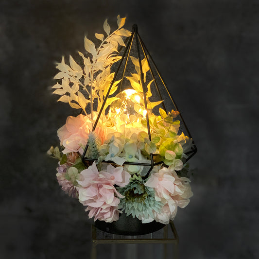 (予約販売)【インテリア】アンティーク・フラワーランプ(テーブルランプor吊り下げ)★優しい大人シック