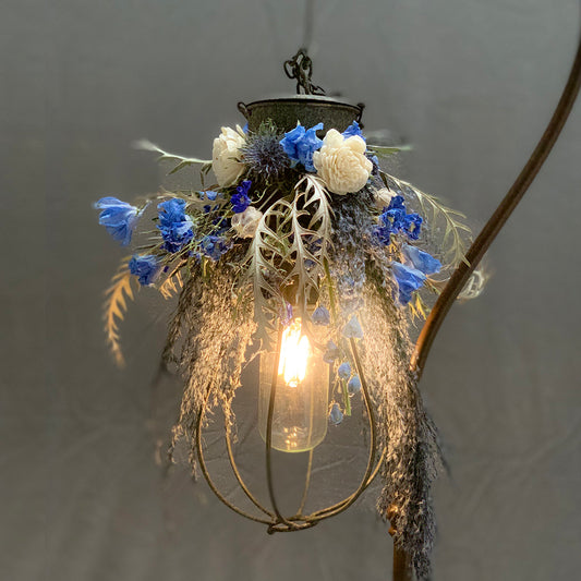 (予約販売)【インテリア】アンティーク・フラワーランプ・ペンダント★ロマンティックブルー