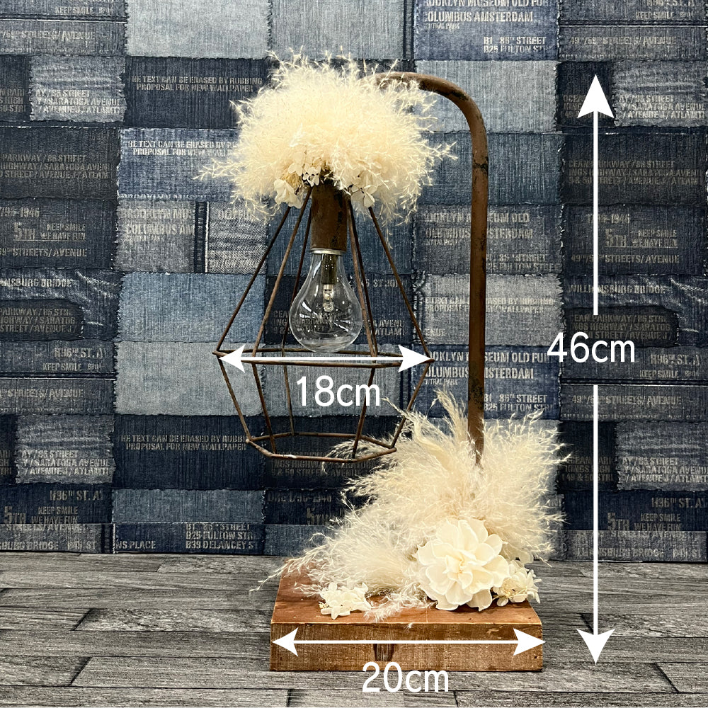ふわふわパンパスのテーブルランプ 照明 LED 間接照明 おしゃれ コードレス ドライフラワー フラワーランプ インテリアライト ナイトスタンド オフホワイト
